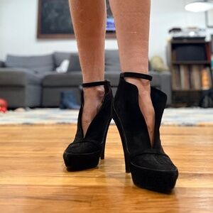 Givenchy Suede Fold Over Ankle Platform Bootie Pump